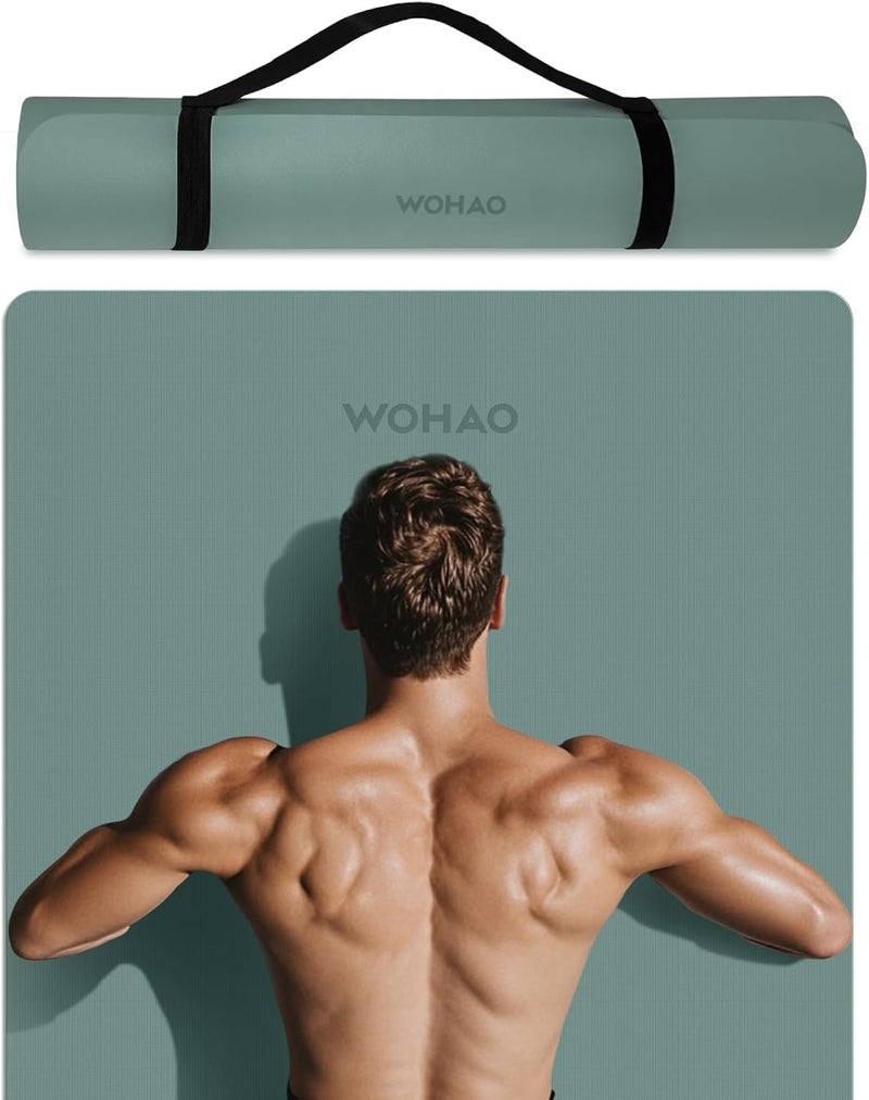 wohao Extra Wide & Thick 8mm Yoga Mat, 72"x31.5" Large Non Slip Exercise Mat, Premium POE Material for Superior Cushioning & Stability, with Strap for Home Gym, Pilates - Image 1